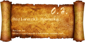 Oszlanszki Havaska névjegykártya